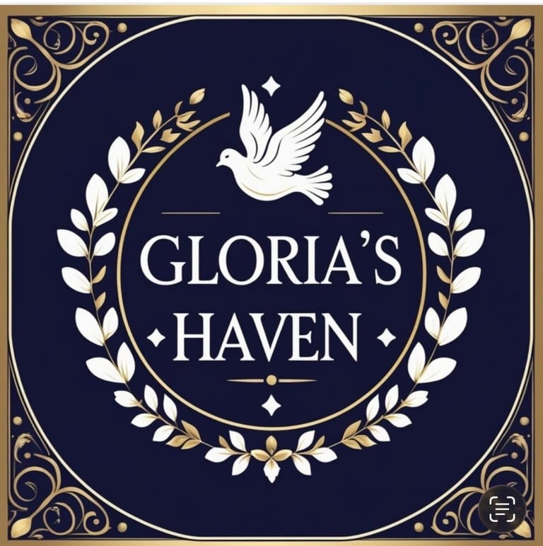 Gloria's Haven Logo - White dove with laurel wreaths